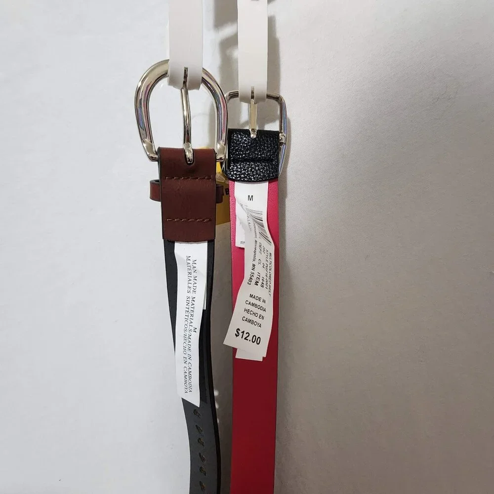 2 Cat & Jack Girls' Belts Reversable: Brown/Pink/Black New With Tags